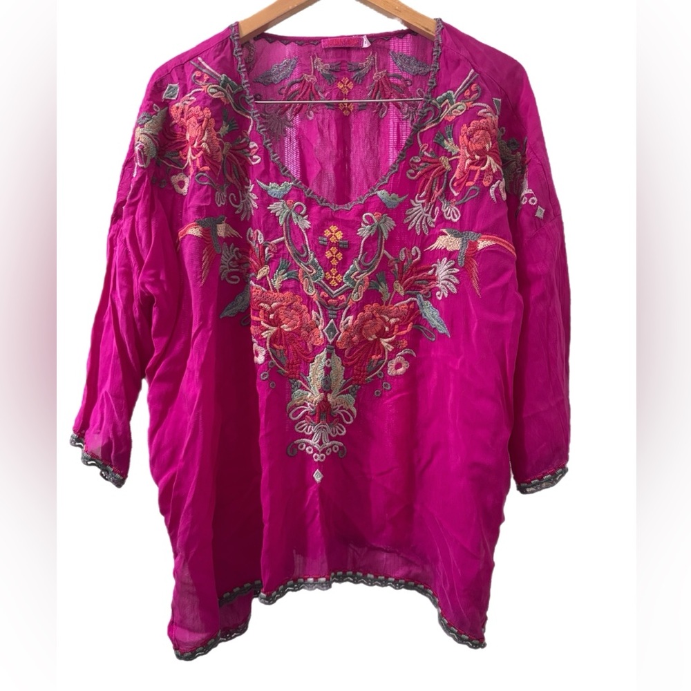 Johnny Was Fuchsia Embroidered Tunic